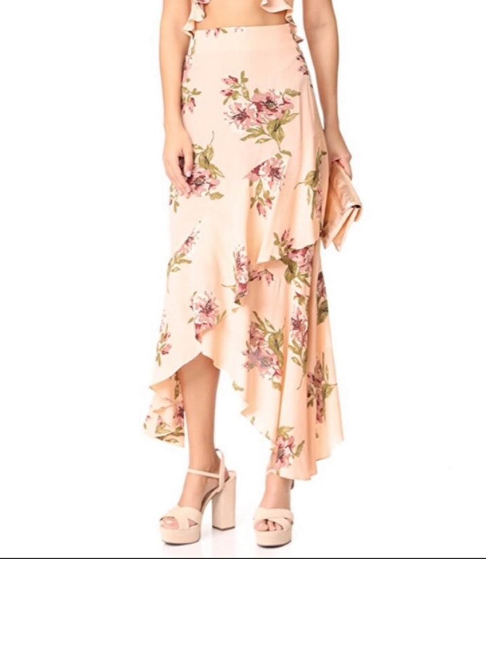 Flynn Skye Michelle Maxi Floral Midi Skirt XS Pattern Blush Gathering